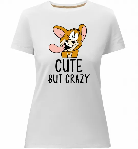 Женская премиум футболка Cute but crazy Белый фото