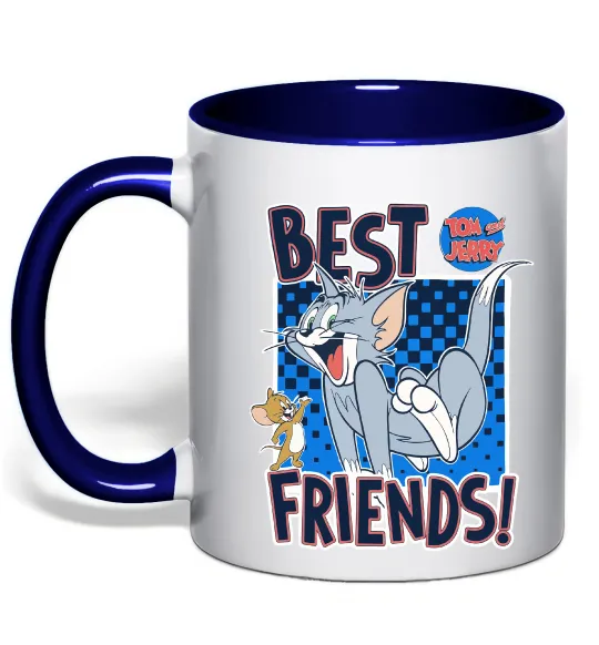 Чашка с цветной ручкой Tom and Jerry Best friends Глубокий темно-синий фото