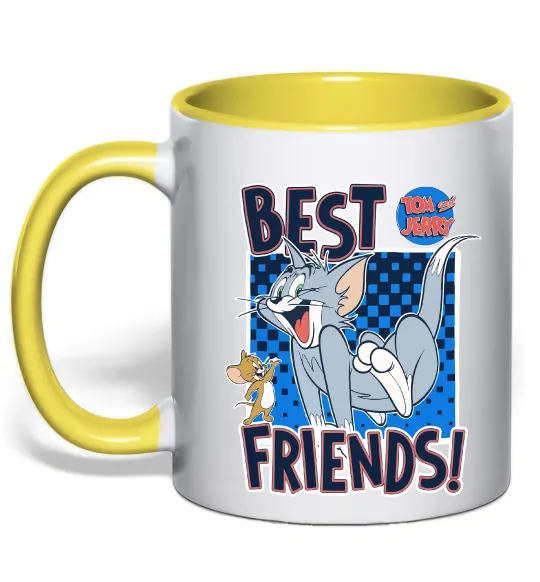 Чашка с цветной ручкой Tom and Jerry Best friends Лимонный фото