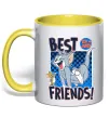 Чашка с цветной ручкой Tom and Jerry Best friends Лимонный фото