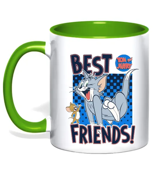 Чашка с цветной ручкой Tom and Jerry Best friends Лаймовый фото