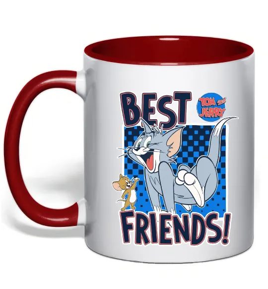 Чашка с цветной ручкой Tom and Jerry Best friends Красный фото