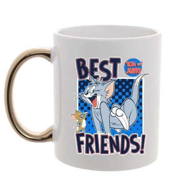 Чашка с цветной ручкой Tom and Jerry Best friends Золото фото