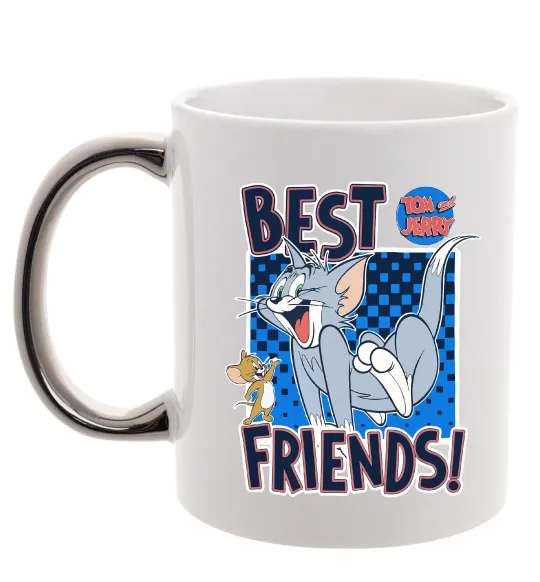 Чашка с цветной ручкой Tom and Jerry Best friends Серебро фото