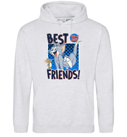 Женская толстовка (худи) Tom and Jerry Best friends Серый меланж фото
