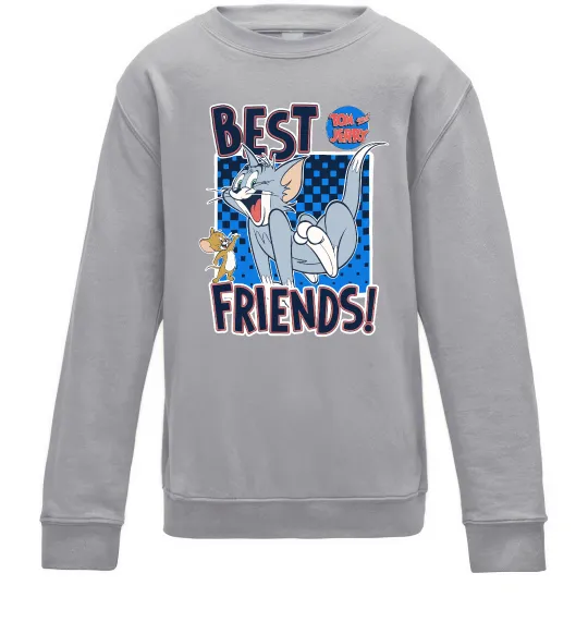 Детский Свитшот Tom and Jerry Best friends Серый меланж фото