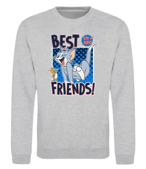 Свитшот Tom and Jerry Best friends Серый меланж фото