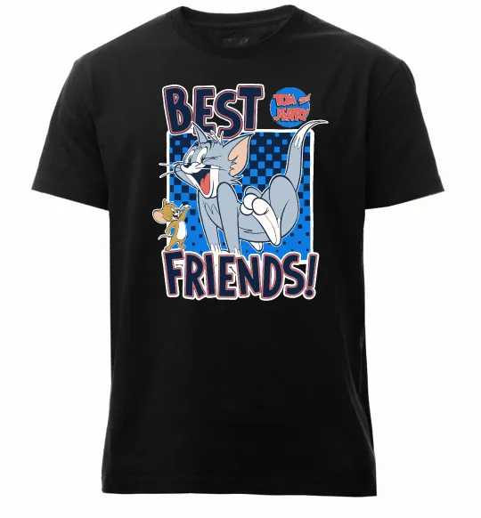 Мужская премиум футболка Tom and Jerry Best friends Черный фото