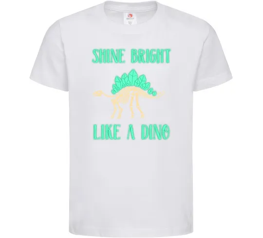 Дитяча футболка Shine bright like a dino Білий фото
