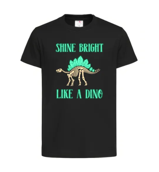 Дитяча футболка Shine bright like a dino Чорний фото