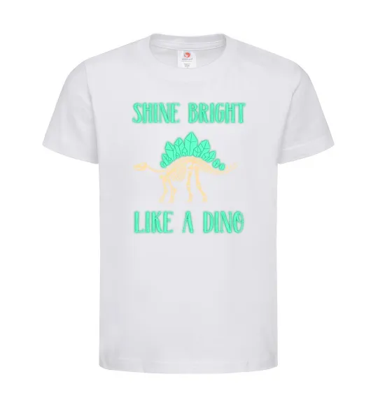 Дитяча футболка Shine bright like a dino Білий фото