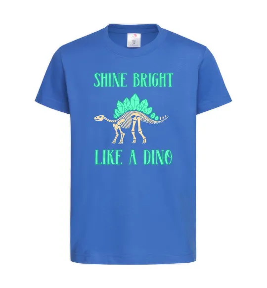 Дитяча футболка Shine bright like a dino Яскраво-синій фото