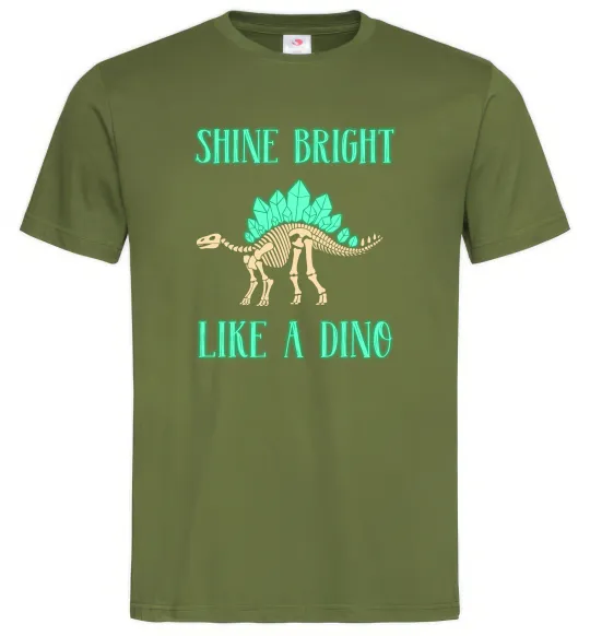 Мужская футболка Shine bright like a dino Оливковый фото