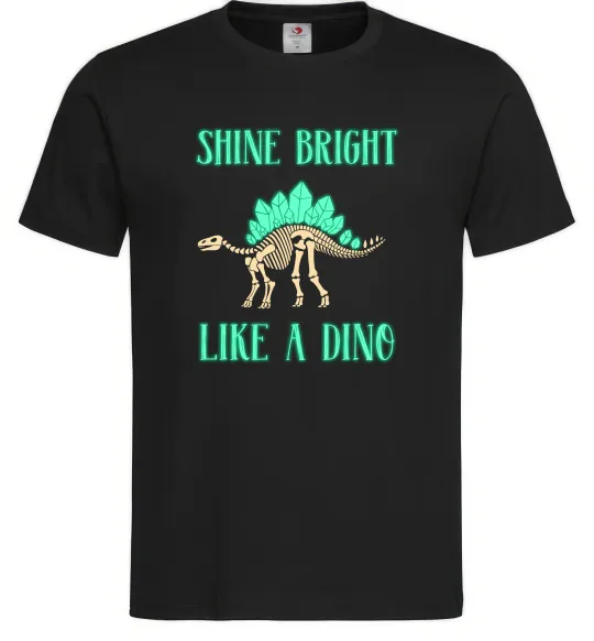 Мужская футболка Shine bright like a dino Черный фото