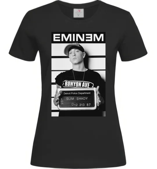 Жіноча футболка Eminem in police, колір - чорний, розмір - L Чорний фото