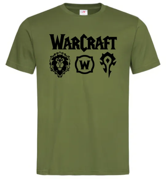 Мужская футболка Warcraft symbols, колір - оливковий, розмір - XXL Оливковый фото
