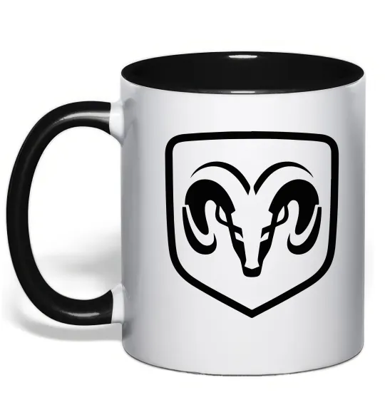 Чашка с цветной ручкой Dodge logo, колір - чорний Черный фото