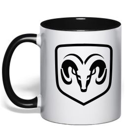 Чашка з кольоровою ручкою Dodge logo, колір - чорний