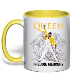 Чашка с цветной ручкой Queen Freddie Mercury, колір - лимонний