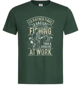 Чоловіча футболка Fishing day, колір - темно-зелений, розмір - L Темно-зелений фото
