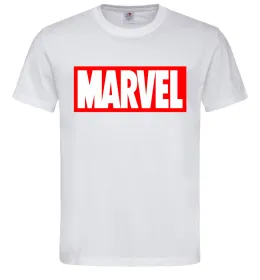 Мужская футболка Marvel logo red white, колір - білий, розмір - L Белый фото