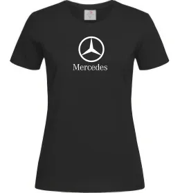 Жіноча футболка Mercedes logo та назва, колір - чорний, розмір - S Чорний фото