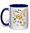 Чашка с цветной ручкой Уха Глубокий темно-синий фото