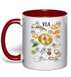Чашка с цветной ручкой Уха Красный фото