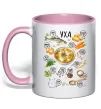 Чашка с цветной ручкой Уха Нежно розовый фото