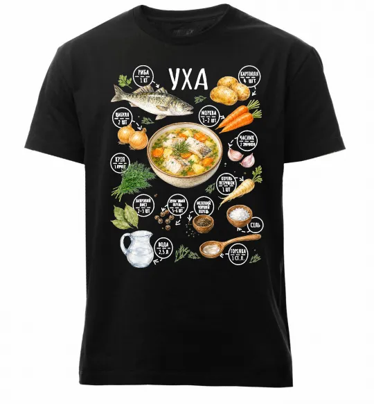 Мужская премиум футболка Уха Черный фото