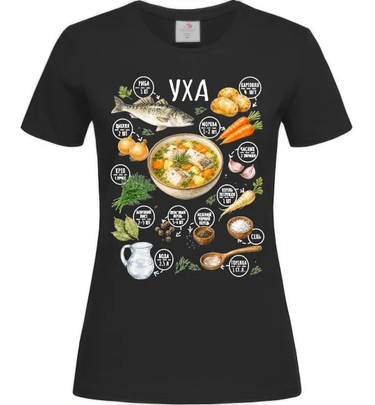 Женская футболка Уха Черный фото