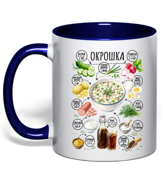 Чашка с цветной ручкой Окрошка Глубокий темно-синий фото