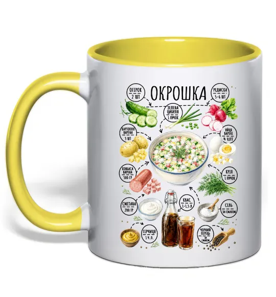Чашка с цветной ручкой Окрошка Лимонный фото