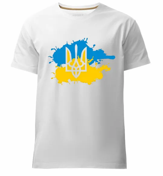 Мужская премиум футболка Герб і Прапор - фарби, колір - білий, розмір - М Белый фото