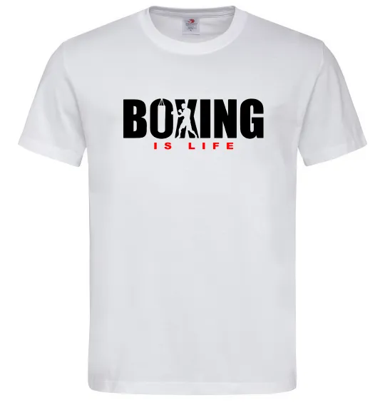 Мужская футболка Boxing is life, колір - білий, розмір - XL Белый фото