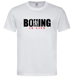 Мужская футболка Boxing is life, колір - білий, розмір - XL Белый фото