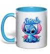 Чашка с цветной ручкой Stitch з квітами, колір - блакитний Голубой Чашка с цветной ручкой Stitch з квітами, колір - блакитний Голубой фото