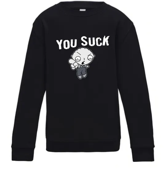 Детский Свитшот Стьюї You Suck Черный фото