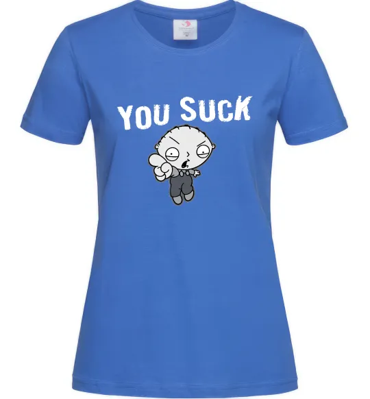 Женская футболка Стьюї You Suck Ярко-синий фото