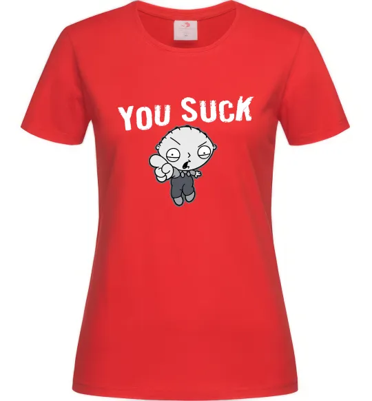 Женская футболка Стьюї You Suck Красный фото
