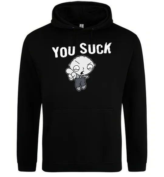 Мужская толстовка (худи) Стьюї You Suck Черный фото