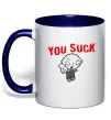 Чашка с цветной ручкой Стьюї You Suck Глубокий темно-синий фото