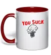 Чашка с цветной ручкой Стьюї You Suck Красный фото