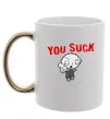 Чашка с цветной ручкой Стьюї You Suck Золото фото