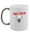 Чашка с цветной ручкой Стьюї You Suck Серебро фото