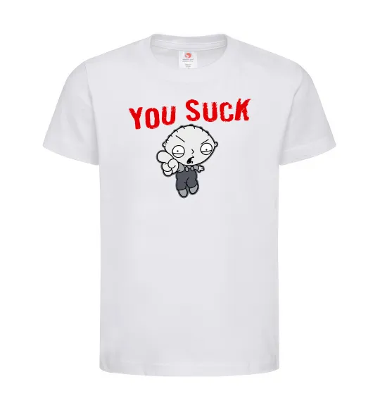 Детская футболка Стьюї You Suck Белый фото