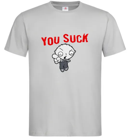 Мужская футболка Стьюї You Suck Серый фото
