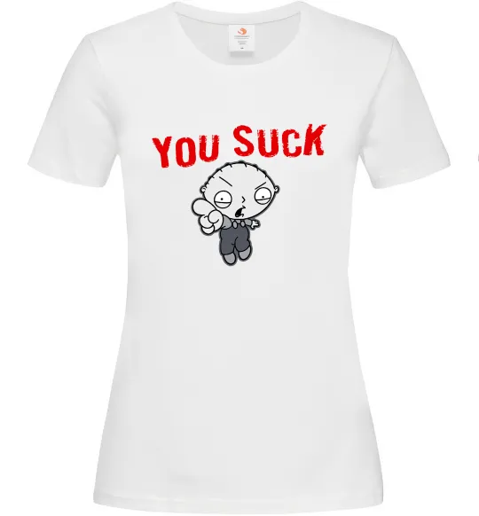 Женская футболка Стьюї You Suck Белый фото