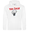 Женская толстовка (худи) Стьюї You Suck Белый фото