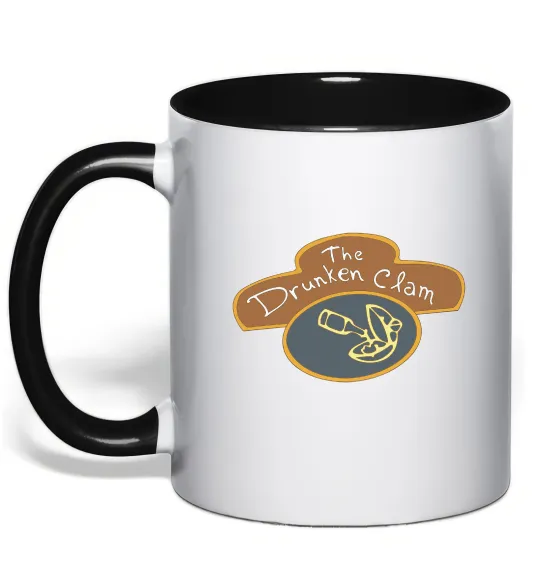 Чашка с цветной ручкой The dranken clam Черный фото